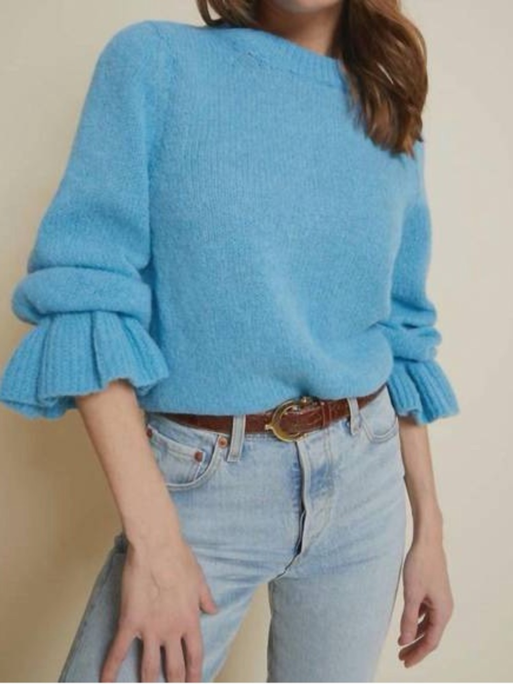 Nation LTD Blue Ruffle-Sleeve Knit Sweater - Women's - Picture 2 of 7